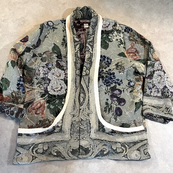 Vintage “Its Outta the Bag” Tapestry Blazer Jacket Sz XL Artsy kitschy unique - Picture 2 of 4